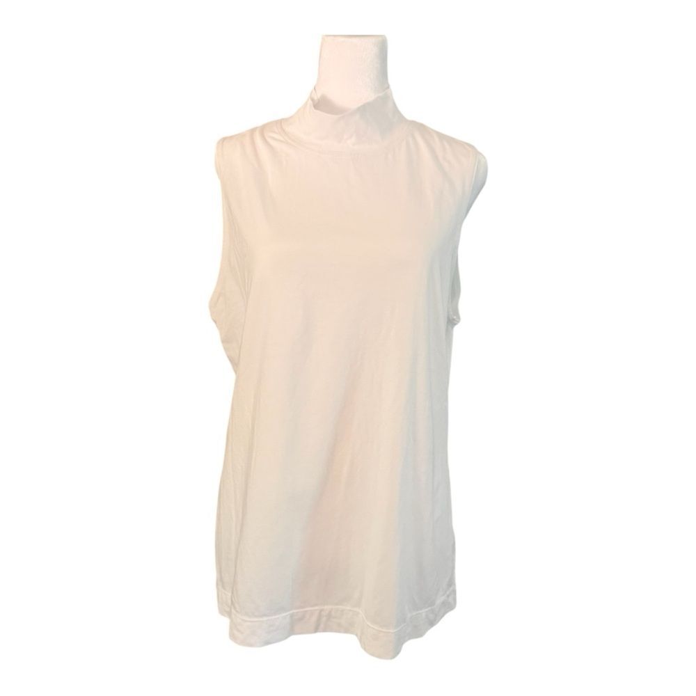 Athleta White Sleeveless Tank Top Mock Neck Size Large
